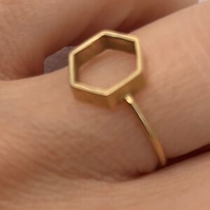 Mociun Gold Ring Octagon Cocktail Delicate Cut Out 6